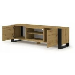 Meubles TV BOBOCHIC - Meuble TV 158 Cm Bois Et Noir MONDI - Chêne Et Noir -BOBOCHIC Soldes 2022 36419584 3