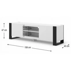 Meubles TV BOBOCHIC - Meuble TV 158 Cm Bois Et Noir MONDI - Chêne Et Noir -BOBOCHIC Soldes 2022 36419584 4