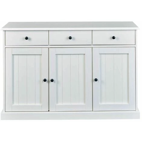 Buffets BOBOCHIC - Buffet 130cm WINTERLAND Blanc Bois Massif - Blanc 3 Buffets BOBOCHIC - Buffet 130cm WINTERLAND Blanc Bois Massif - Blanc