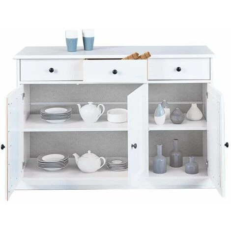 Buffets BOBOCHIC - Buffet 130cm WINTERLAND Blanc Bois Massif - Blanc 5 Buffets BOBOCHIC - Buffet 130cm WINTERLAND Blanc Bois Massif - Blanc – Image 3