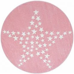 Tapis Enfant BOBOCHIC - Tapis Enfant Poils Courts REVIO Imprimé 120x120 Rose