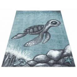 Tapis Enfant BOBOCHIC - Tapis Enfant Poils Courts DERBIE Imprimé 80x150 Bleu - Bleu