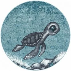 Tapis Enfant BOBOCHIC - Tapis Enfant Poils Courts DERBIE Imprimé 120x120 Bleu