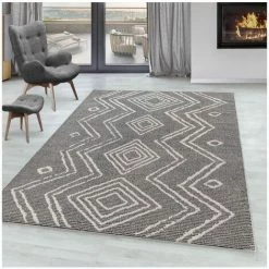 Tapis BOBOCHIC - Tapis Poils Courts BIREM Motif Berbère 80x150 Noir - Noir -BOBOCHIC Soldes 2022 37471186 2
