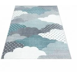 Tapis Enfant BOBOCHIC - Tapis Enfant Poils Courts RICO Imprimé 80x150 Bleu - Bleu