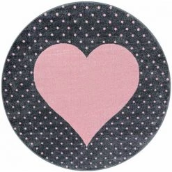 Tapis Enfant BOBOCHIC - Tapis Enfant Poils Courts ZENKA Imprimé 120x120 Rose
