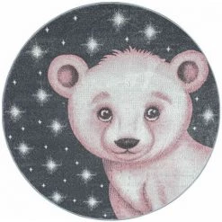 Tapis Enfant BOBOCHIC - Tapis Enfant Poils Courts Rond BABOUCHE Imprimé 120x120 Rose - Rose