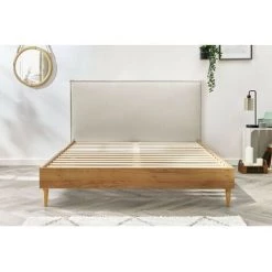 Lit BOBOCHIC - Lit 180x200 Cm CARA Avec Lattes Massives Pieds En Bois Naturel 180x200 Beige - Beige -BOBOCHIC Soldes 2022 39493342 4