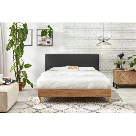 Lit BOBOCHIC - Lit 180x200 Cm NOA Avec Lattes Massives Pieds En Bois Naturel 180x200 Gris Anthracite - Gris Anthracite 5 Lit BOBOCHIC - Lit 180x200 Cm NOA Avec Lattes Massives Pieds En Bois Naturel 180x200 Gris Anthracite - Gris Anthracite – Image 3