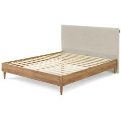 Lit BOBOCHIC - Lit 140x190 Cm NOA Avec Lattes Massives Pieds En Bois Naturel 140x190 Beige - Beige