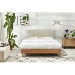 Lit BOBOCHIC - Lit 140x190 Cm NOA Avec Lattes Massives Pieds En Bois Naturel 140x190 Beige - Beige -BOBOCHIC Soldes 2022 39493347 3