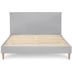 Lit BOBOCHIC - Lit 180x200 Cm SARY Avec Pochettes Et Lattes Massives Pieds En Bois Naturel 180x200 Gris - Gris -BOBOCHIC Soldes 2022 39493350 4