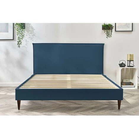 Lit BOBOCHIC - Lit 160x200 Cm SARY Avec Pochettes Et Lattes Massives Pieds En Bois Wengé 160x200 Bleu - Bleu 5 Lit BOBOCHIC - Lit 160x200 Cm SARY Avec Pochettes Et Lattes Massives Pieds En Bois Wengé 160x200 Bleu - Bleu – Image 3