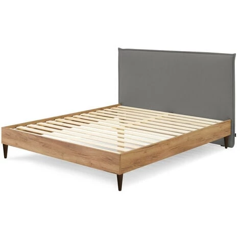 Lit BOBOCHIC - Lit 160x200 Cm CARA Avec Lattes Massives Pieds En Bois Wengé 160x200 Gris Anthracite - Gris Anthracite 3 Lit BOBOCHIC - Lit 160x200 Cm CARA Avec Lattes Massives Pieds En Bois Wengé 160x200 Gris Anthracite - Gris Anthracite