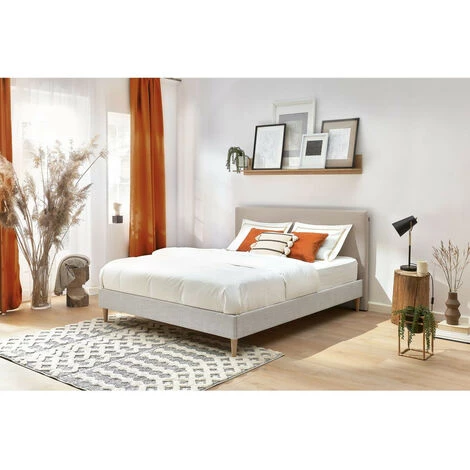 Lit BOBOCHIC - Lit 140x190cm STELLA Avec Lattes Massives Pieds En Bois Naturel 140x190 Gris - Gris 4 Lit BOBOCHIC - Lit 140x190cm STELLA Avec Lattes Massives Pieds En Bois Naturel 140x190 Gris - Gris – Image 2