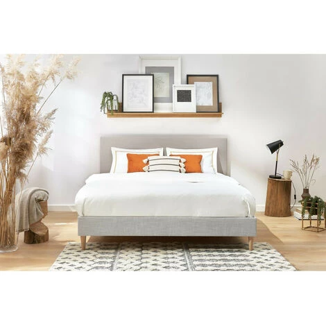 Lit BOBOCHIC - Lit 140x190cm STELLA Avec Lattes Massives Pieds En Bois Naturel 140x190 Gris - Gris 5 Lit BOBOCHIC - Lit 140x190cm STELLA Avec Lattes Massives Pieds En Bois Naturel 140x190 Gris - Gris – Image 3