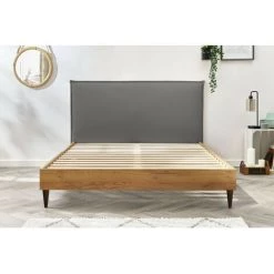 Lit BOBOCHIC - Lit 180x200 Cm CARA Avec Lattes Massives Pieds En Bois Wengé 180x200 Gris Anthracite - Gris Anthracite -BOBOCHIC Soldes 2022 39493383 4