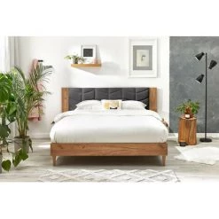 Lit BOBOCHIC - Lit 140x190 Cm LEONA Avec Lattes Massives Pieds En Bois Naturel 140x190 Gris Anthracite - Gris Anthracite 9 Lit BOBOCHIC - Lit 140x190 Cm LEONA Avec Lattes Massives Pieds En Bois Naturel 140x190 Gris Anthracite - Gris Anthracite -BOBOCHIC Soldes 2022 39493389 3