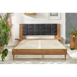 Lit BOBOCHIC - Lit 140x190 Cm LEONA Avec Lattes Massives Pieds En Bois Naturel 140x190 Gris Anthracite - Gris Anthracite 10 Lit BOBOCHIC - Lit 140x190 Cm LEONA Avec Lattes Massives Pieds En Bois Naturel 140x190 Gris Anthracite - Gris Anthracite -BOBOCHIC Soldes 2022 39493389 4