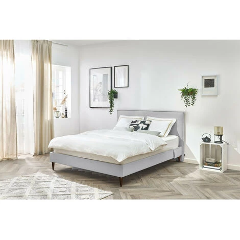 Lit BOBOCHIC - Lit 180x200 Cm SARY Avec Pochettes Et Lattes Massives Pieds En Bois Wengé 180x200 Gris - Gris 4 Lit BOBOCHIC - Lit 180x200 Cm SARY Avec Pochettes Et Lattes Massives Pieds En Bois Wengé 180x200 Gris - Gris – Image 2