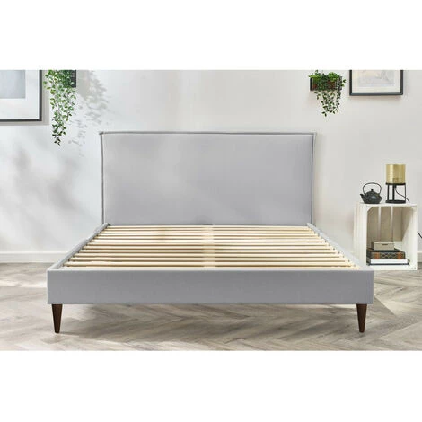 Lit BOBOCHIC - Lit 180x200 Cm SARY Avec Pochettes Et Lattes Massives Pieds En Bois Wengé 180x200 Gris - Gris 5 Lit BOBOCHIC - Lit 180x200 Cm SARY Avec Pochettes Et Lattes Massives Pieds En Bois Wengé 180x200 Gris - Gris – Image 3