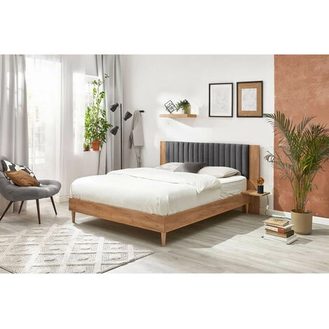 Lit BOBOCHIC - Lit 140x190 Cm SELENA Lattes Massives Pieds En Bois Naturel 140x190 Gris Anthracite - Gris Anthracite 4 Lit BOBOCHIC - Lit 140x190 Cm SELENA Lattes Massives Pieds En Bois Naturel 140x190 Gris Anthracite - Gris Anthracite – Image 2