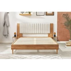 Lit BOBOCHIC - Lit 160x200 Cm SELENA Lattes Massives Pieds En Bois Naturel 160x200 Beige - Beige 10 Lit BOBOCHIC - Lit 160x200 Cm SELENA Lattes Massives Pieds En Bois Naturel 160x200 Beige - Beige -BOBOCHIC Soldes 2022 39493401 4