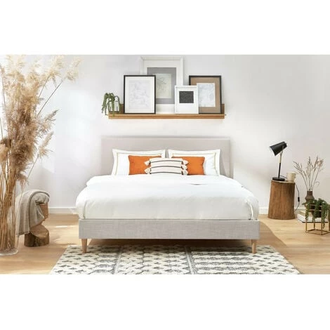 Lit BOBOCHIC - Lit 180x200cm STELLA Avec Lattes Massives Pieds En Bois Naturel 180x200 Beige - Beige 5 Lit BOBOCHIC - Lit 180x200cm STELLA Avec Lattes Massives Pieds En Bois Naturel 180x200 Beige - Beige – Image 3