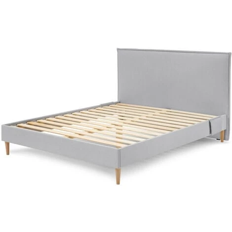 Lit BOBOCHIC - Lit 160x200 Cm SARY Avec Pochettes Et Lattes Massives Pieds En Bois Naturel 160x200 Gris - Gris 3 Lit BOBOCHIC - Lit 160x200 Cm SARY Avec Pochettes Et Lattes Massives Pieds En Bois Naturel 160x200 Gris - Gris