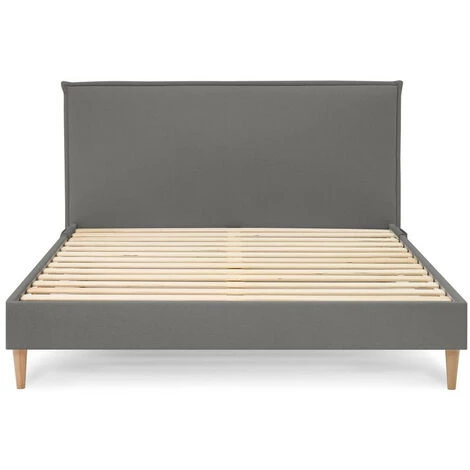 Lit BOBOCHIC - Lit 140x190 Cm SARY Avec Pochettes Et Lattes Massives Pieds En Bois Naturel 140x190 Gris Anthracite - Gris Anthracite 6 Lit BOBOCHIC - Lit 140x190 Cm SARY Avec Pochettes Et Lattes Massives Pieds En Bois Naturel 140x190 Gris Anthracite - Gris Anthracite – Image 4