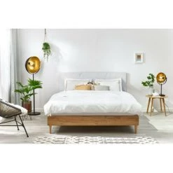 Lit BOBOCHIC - Lit 140x190 Cm AMELIA Avec Lattes Massives Pieds En Bois Naturel 140x190 Blanc - Blanc -BOBOCHIC Soldes 2022 39493415 3