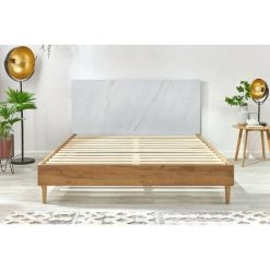 Lit BOBOCHIC - Lit 140x190 Cm AMELIA Avec Lattes Massives Pieds En Bois Naturel 140x190 Blanc - Blanc -BOBOCHIC Soldes 2022 39493415 4