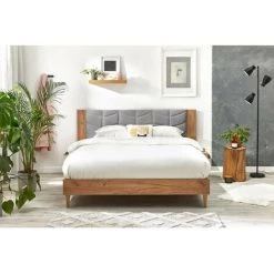 Lit BOBOCHIC - Lit 140x190 Cm LEONA Avec Lattes Massives Pieds En Bois Naturel 140x190 Gris Clair - Gris Clair 9 Lit BOBOCHIC - Lit 140x190 Cm LEONA Avec Lattes Massives Pieds En Bois Naturel 140x190 Gris Clair - Gris Clair -BOBOCHIC Soldes 2022 39493418 3