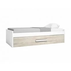 Lit Enfant BOBOCHIC - Lit Avec Un Tiroir CANDIE Chêne Et Blanc 90x190 Cm - Blanc Et Chêne