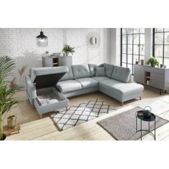 Canapé Panoramique Convertible BOBOCHIC - Canapé Panoramique Convertible Coffre SWEDEN Angle Gauche Gris - Gris -BOBOCHIC Soldes 2022 39668877 5