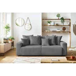 Canapé Droit Convertible BOBOCHIC - Canapé Droit Convertible Coffre ENVY Velours Côtelé Gris - Gris -BOBOCHIC Soldes 2022 39673101 4