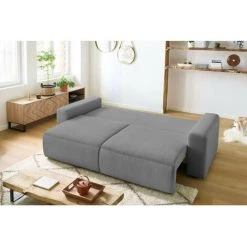 Canapé Droit Convertible BOBOCHIC - Canapé Droit Convertible Coffre ENVY Velours Côtelé Gris - Gris -BOBOCHIC Soldes 2022 39673101 5