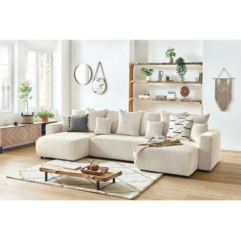 Canapé Panoramique Convertible BOBOCHIC - Canapé Panoramique Convertible Coffre ENVY Velours Côtelé Avec Pouf Beige - Beige 5 Canapé Panoramique Convertible BOBOCHIC - Canapé Panoramique Convertible Coffre ENVY Velours Côtelé Avec Pouf Beige - Beige – Image 3