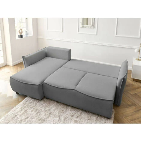 Bobochic Leon - Canapé D'angle Convertible - Avec Coffre - Style Contemporain - 4 Places - Gauche Couleur - Gris Clair - Gris Clair 5 Bobochic Leon - Canapé D'angle Convertible - Avec Coffre - Style Contemporain - 4 Places - Gauche Couleur - Gris Clair - Gris Clair – Image 3