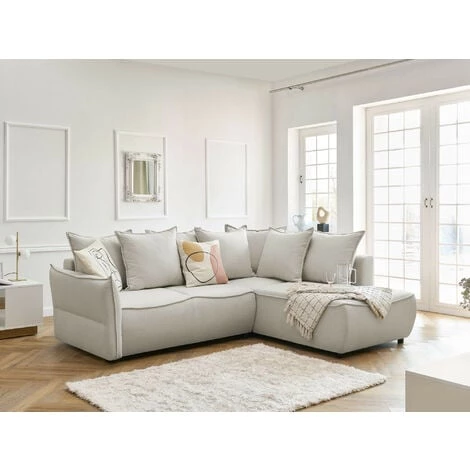 Bobochic Leon - Canapé D'angle Convertible - Avec Coffre - Style Contemporain - 5 Places - Droit Couleur - Beige - Beige 3 Bobochic Leon - Canapé D'angle Convertible - Avec Coffre - Style Contemporain - 5 Places - Droit Couleur - Beige - Beige