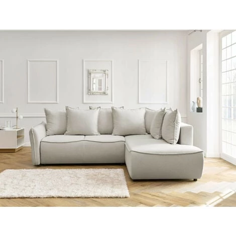 Bobochic Leon - Canapé D'angle Convertible - Avec Coffre - Style Contemporain - 5 Places - Droit Couleur - Beige - Beige 4 Bobochic Leon - Canapé D'angle Convertible - Avec Coffre - Style Contemporain - 5 Places - Droit Couleur - Beige - Beige – Image 2