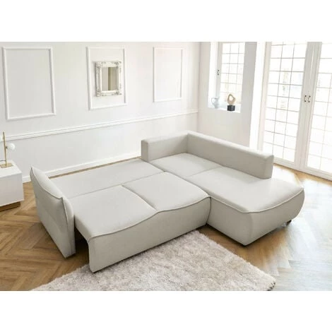 Bobochic Leon - Canapé D'angle Convertible - Avec Coffre - Style Contemporain - 5 Places - Droit Couleur - Beige - Beige 5 Bobochic Leon - Canapé D'angle Convertible - Avec Coffre - Style Contemporain - 5 Places - Droit Couleur - Beige - Beige – Image 3