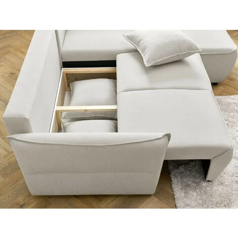 Bobochic Leon - Canapé D'angle Convertible - Avec Coffre - Style Contemporain - 5 Places - Droit Couleur - Beige - Beige 6 Bobochic Leon - Canapé D'angle Convertible - Avec Coffre - Style Contemporain - 5 Places - Droit Couleur - Beige - Beige – Image 4