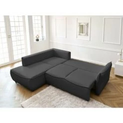 Bobochic Leon - Canapé D'angle Convertible - Avec Coffre - Style Contemporain - 5 Places - Gauche Couleur - Gris Foncé - Gris Foncé 9 Bobochic Leon - Canapé D'angle Convertible - Avec Coffre - Style Contemporain - 5 Places - Gauche Couleur - Gris Foncé - Gris Foncé -BOBOCHIC Soldes 2022 39948495 3