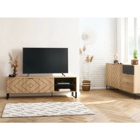 Meubles TV BOBOCHIC - Meuble TV 180 Cm ALVANA Chêne Et Noir - Chêne Et Noir 4 Meubles TV BOBOCHIC - Meuble TV 180 Cm ALVANA Chêne Et Noir - Chêne Et Noir – Image 2