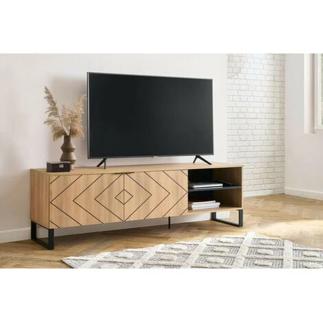 Meubles TV BOBOCHIC - Meuble TV 180 Cm ALVANA Chêne Et Noir - Chêne Et Noir 5 Meubles TV BOBOCHIC - Meuble TV 180 Cm ALVANA Chêne Et Noir - Chêne Et Noir – Image 3