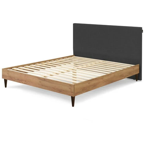 Lit BOBOCHIC - Lit 140x190 Cm NOA Avec Lattes Massives Pieds En Bois Wengé 140x190 Gris Anthracite - Gris Anthracite 3 Lit BOBOCHIC - Lit 140x190 Cm NOA Avec Lattes Massives Pieds En Bois Wengé 140x190 Gris Anthracite - Gris Anthracite