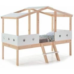 Lit Enfant BOBOCHIC - Lit Cabane 90x190 Cm MILANA Blanc - Blanc