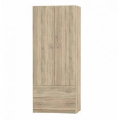 Armoires BOBOCHIC - Armoire 74cm 2 Portes 2 Tiroirs CLARA Bois Naturel - Bois Naturel