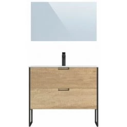 BOBOCHIC Meuble De Salle De Bain 100 Cm Avec Pieds MAWA Chêne Clair - Bois Naturel 9 BOBOCHIC Meuble De Salle De Bain 100 Cm Avec Pieds MAWA Chêne Clair - Bois Naturel -BOBOCHIC Soldes 2022 40744654 3